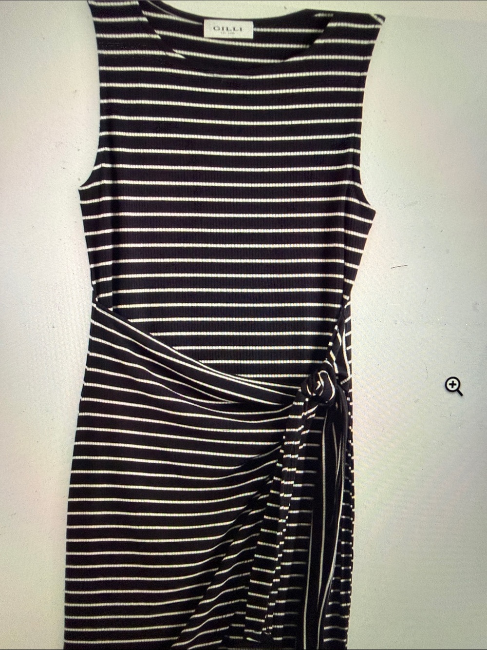 Gilli Black & White Striped Midi Tie-Waist Dress